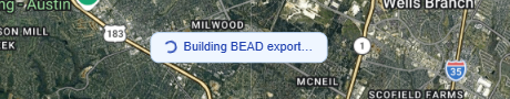 BEAD export progress banner showing it building the export bundle