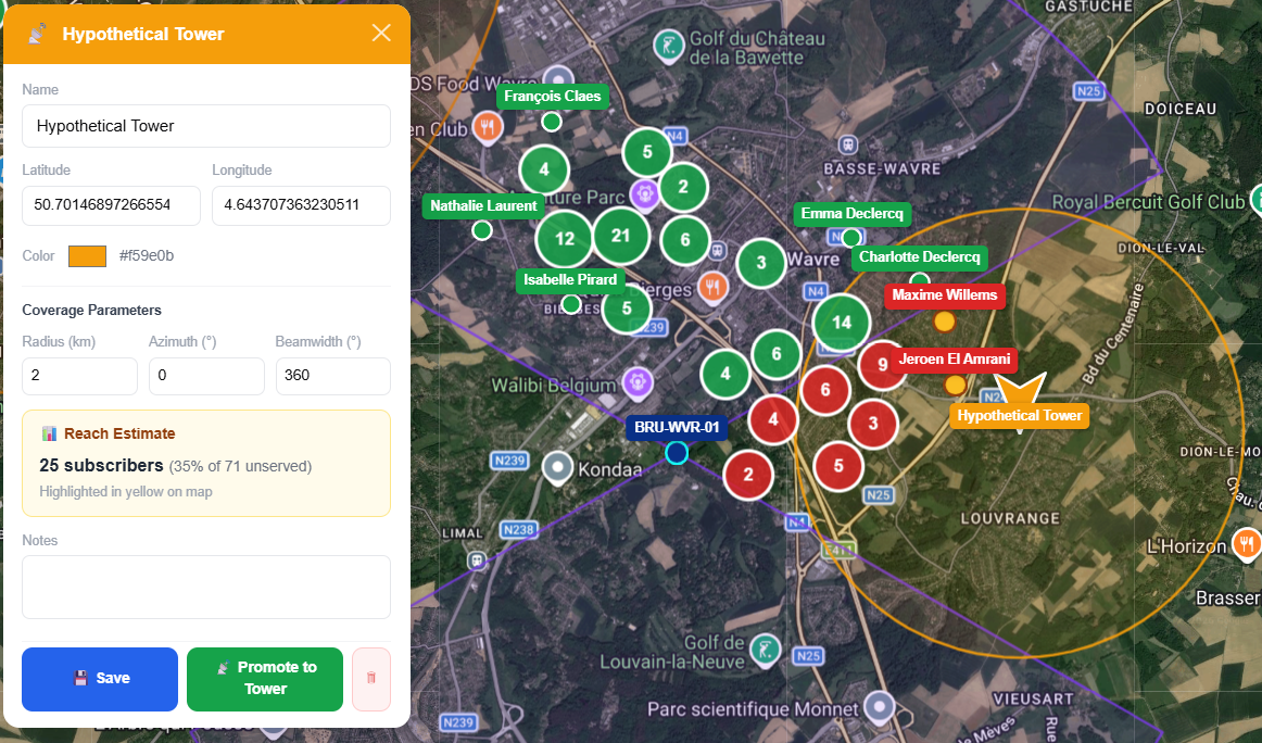 Temporary pin placed on the map